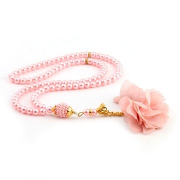 99'Luk 6 Mm İki Tül Güllü İnci Tesbih (50 Adet) Pembe