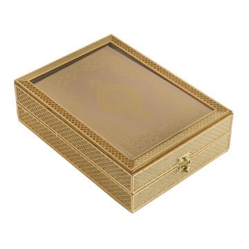 21x28x8 Cm Seccade Kuran-ı Kerim Tesbih Kutusu Gold