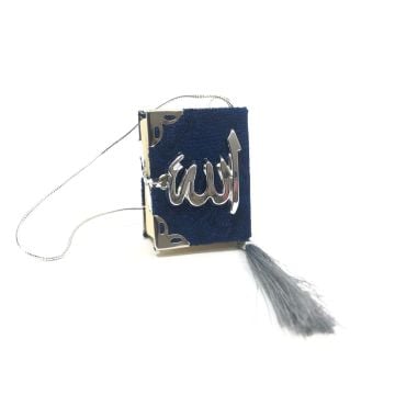 Kadife Kaplı Gümüş Lafızlı Tam Mini Kuran-ı Kerim Oto Süs 10'lu Lacivert