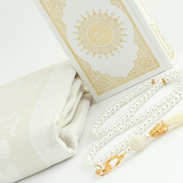 17x17x8 Cm Camlı Seccade Kuran-ı Kerim Tesbih Kutusu