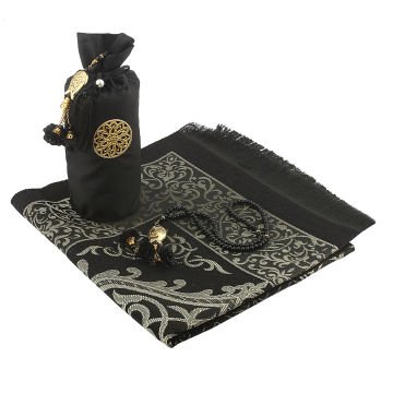 Yıldız Serisi Seccade Tesbih Seti Siyah