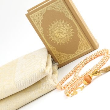 17x17x8 Cm Kadife Kaplı Seccade Kuran-ı Kerim Tesbih Kutusu