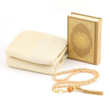 17x17x8 Cm Kadife Kaplı Seccade Kuran-ı Kerim Tesbih Kutusu