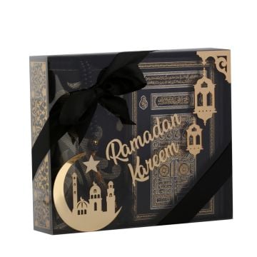 Azra Serisi Ramadan Kareem Aksesuarlı Kuran-ı Kerim Seti Siyah - Bilgisayar Hatlı