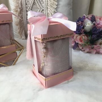 Hediyelik Çırağan Seccade Tesbih Seti Pembe