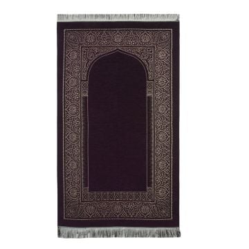 Desenli Mihraplı Şönil Seccade Mürdüm