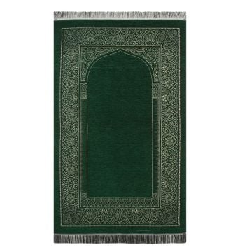 Desenli Mihraplı Şönil Seccade Yeşil