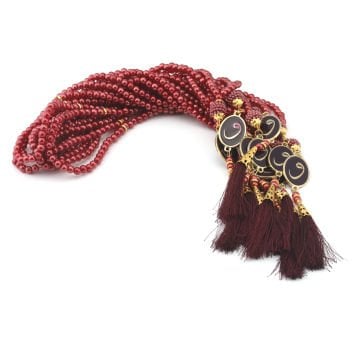99'Luk 6 Mm Mineli İnci Tesbih (10 Adet) Bordo