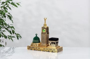 27 Cm Üçlü Zemzem Kabe Mescidi Nebevi Biblo Gold