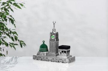 27 Cm Üçlü Zemzem Kabe Mescidi Nebevi Biblo Gümüş