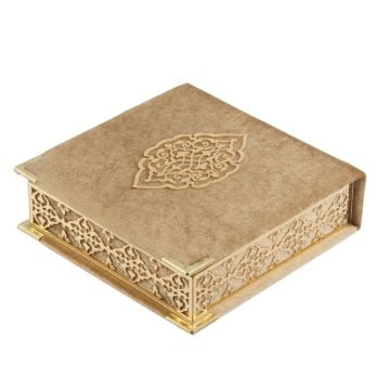 16x16 Cm Osmanlı Serisi Gold Pleksili Kuran-ı Kerim Tesbih Kutusu Gold