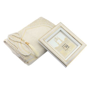 Hediyelik Seccade Tesbih Pano Seti Krem