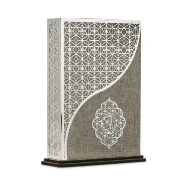 20x27 Cm Malaga Gümüş Yıldız Pleksili Orta Boy Dik Kuran-ı Kerim Kutusu: Gri
