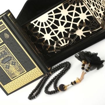 19x19 Cm Şehzade Serisi Kuran-ı Kerim Tesbih  Kutusu Siyah