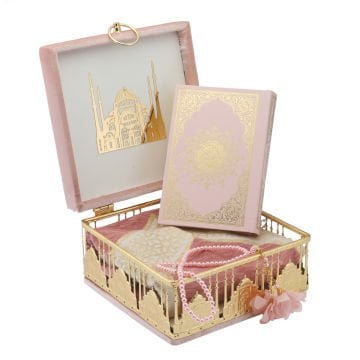 23x23x13 Cm Kuran-ı Kerim Seccade Tesbih Kutusu Pembe