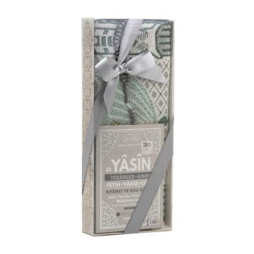 Hediyelik Yasin Seccade Tesbih Seti Gri