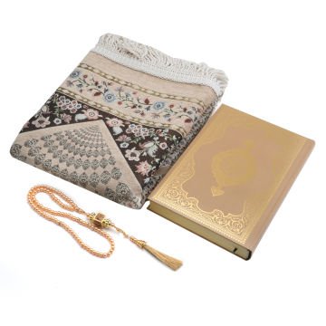 Hediyelik Seccade Kuran-ı Kerim Tesbih Seti Gold