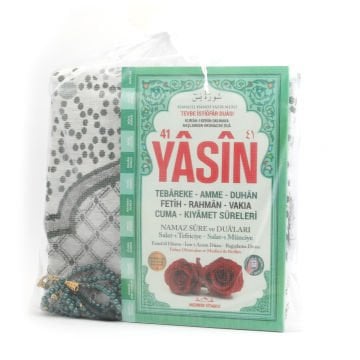 Hediyelik Seccade Yasin Tesbih Tül Kese Seti Yeşil