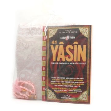 Hediyelik Seccade Yasin Tesbih Tül Kese Seti Pembe