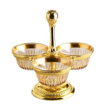 Üçlü Cam Hurmalık Ve Sunumluk Gold