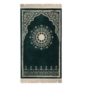 Süper Lüks Astarlı Şönil Seccade Yeşil