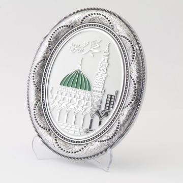 12x15 Cm Oval Ravza Pano Gümüş-Siyah