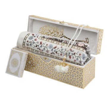 38x11x15 Cm Kadife Kaplı Seccade Kuran-ı Kerim Tesbih Kutusu