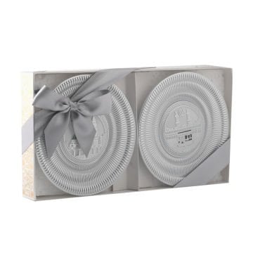 15 Cm Ayetli Tabak İkili Set Gri