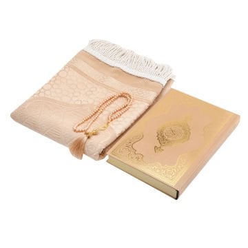 Hediyelik Seccade Kuran-ı Kerim Tesbih Seti Gold