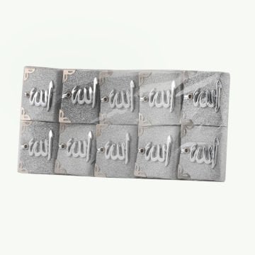 Çift Sayfalı Lüx Simli Tam Kuran-ı Kerim Mini Oto Süs 10'Lu Gri