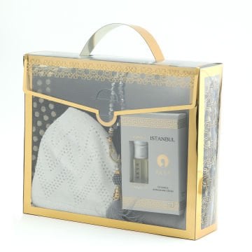 Hediyelik Seccade Eşarp Tesbih Takke Ve Esans Seti 24'Lü