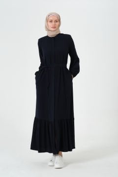 Rabia Kumaş Eteği Büzgülü Ferace