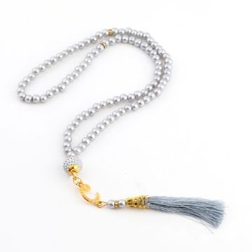 Kız Çocukları İçin Namaz Elbiseli Yasin Tesbih Seti Gri