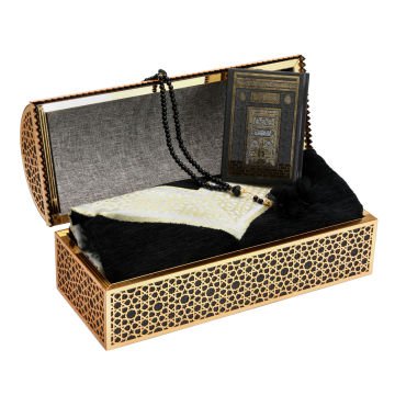 37x15x16 Cm Hediyelik Seccade Kuran-ı Kerim Tesbih Sandık Set