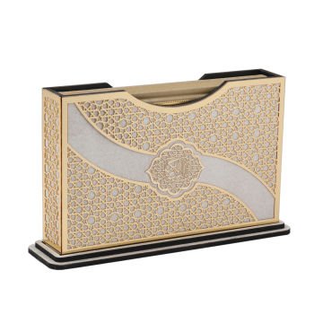 29x18 Cm Kurtuba Pleksili Yatay Orta Boy Kuran-ı Kerim Kutusu Gold-Krem