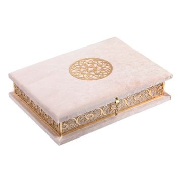 23x31 Cm Pleksili Kadife Kaplı Kuran-ı Kerim Kutusu Pembe