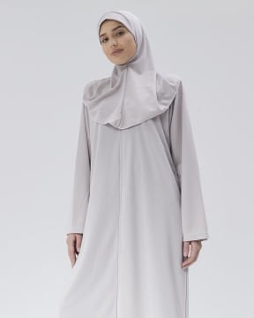 Fermuarlı Denye Kapuşonlu Namaz Elbisesi Gri