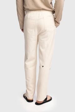 Nakışlı Keten Linen Pantolon [Bej]
