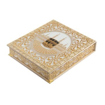 Kabe Ayrıntılı Gold Pleksili Kuran-ı Kerim Tesbih Kutusu Pembe