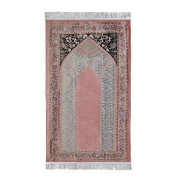Lüks Astarlı Taç Mahal Seccade Pembe