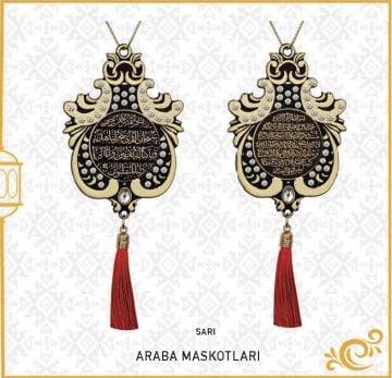 7x9 Cm Ayetel Kürsi Ve Sefer Duası Lale Maskot Otosüs 10'Lu Gold-Beyaz