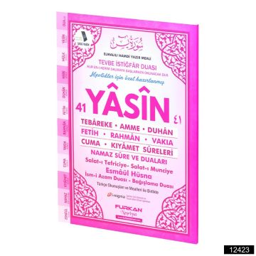 17x25 Cm 3 Farklı Renk Seçeneği 80 Sayfa Orta Boy Türkçe/Arapça Yasin Kitabı Pembe