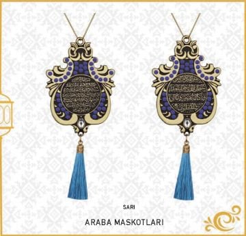 7x9 Cm Ayetel Kürsi Ve Sefer Duası Lale Maskot Otosüs 10'Lu Gold-Mavi
