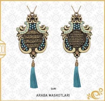 7x9 Cm Ayetel Kürsi Ve Sefer Duası Lale Maskot Otosüs 10'Lu Gold-Aqua