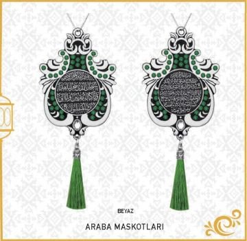 7x9 Cm Ayetel Kürsi Ve Sefer Duası Lale Maskot Otosüs 10'Lu Beyaz-Yeşil