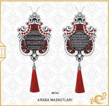 7x9 Cm Ayetel Kürsi Ve Sefer Duası Lale Maskot Otosüs 10'Lu Beyaz-Kırmızı