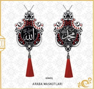 7x9 Cm İsmi Celil Ve İsmi Nebi Lale Maskot Otosüs 10'Lu Gümüş-Kırmızı