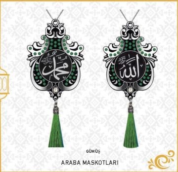 7x9 Cm İsmi Celil Ve İsmi Nebi Lale Maskot Otosüs 10'Lu Gümüş-Yeşil