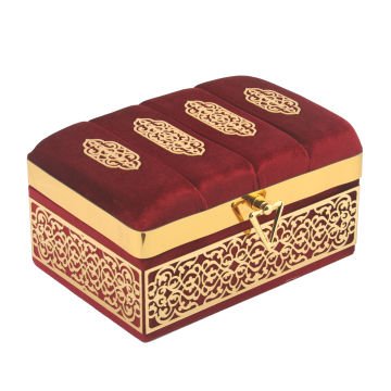 Hediyelik Kuran-ı Kerim Seccade Tesbih Sandık Seti Bordo