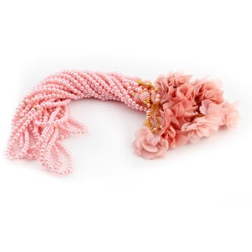 99'Luk 6 Mm İki Tül Güllü İnci Tesbih (10 Adet) Pembe